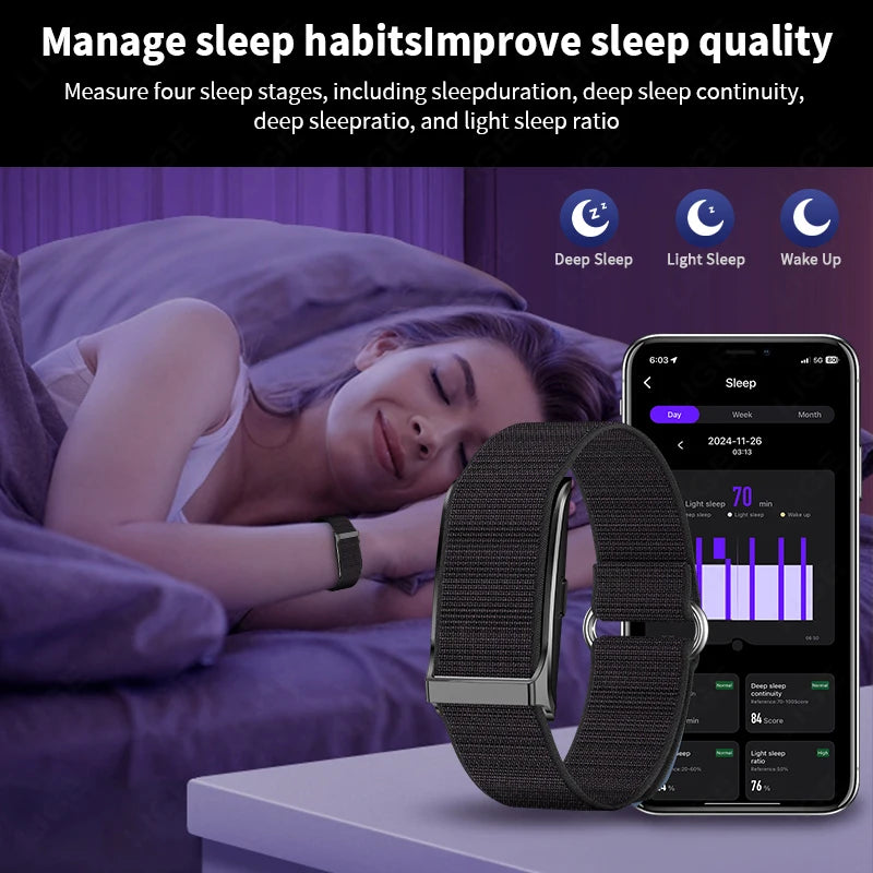 2025 No Screen Smart Watch 20-Day Ultra-Long Use Time 24Hours Blood Oxygen Blood Pressure Monitoring Sports Smart Bracelet