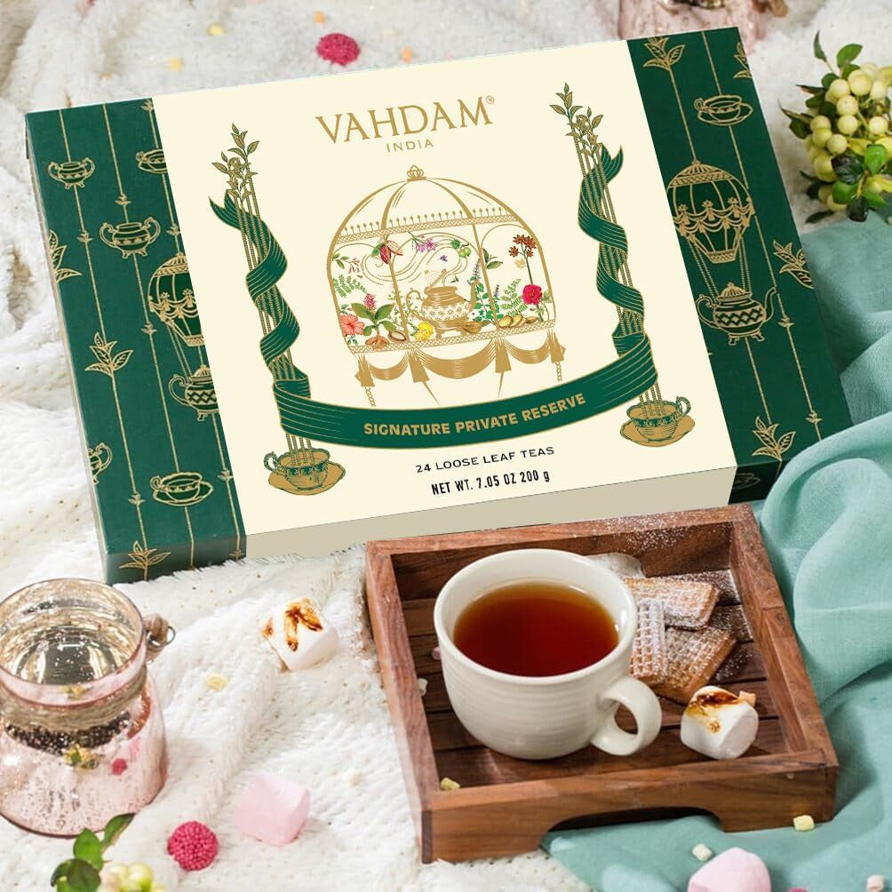, Luxury Tea Gift Set | 24 Unique Loose Leaf Teas in Tin Caddies