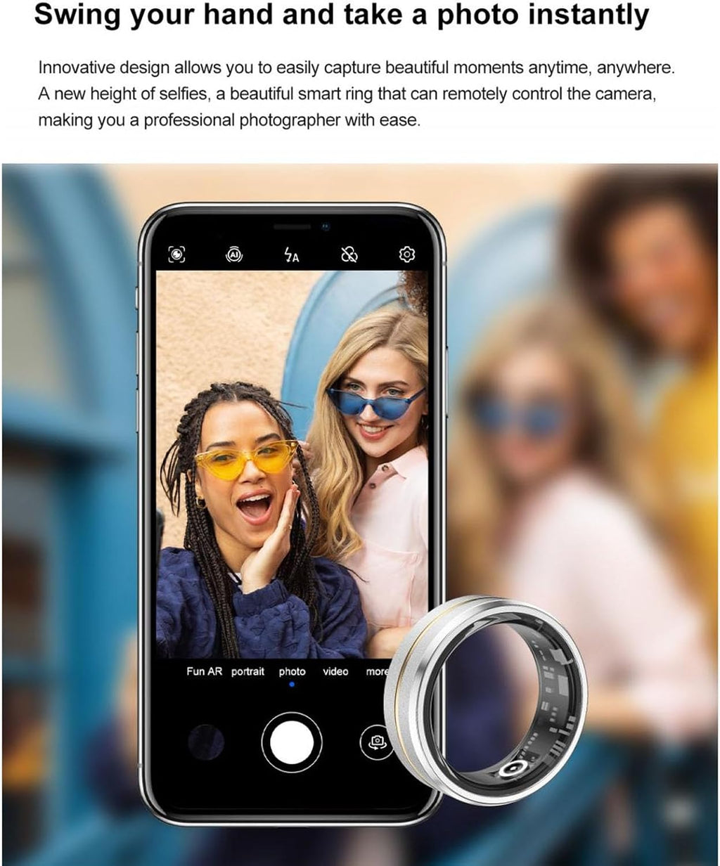 Smart Ring Health Tracker, Wearable Fitness Sleep Tracker for Men Women, 6 to 7 Day Battery Life, IP68 Waterproof, Bluetooth Connection, Size 11