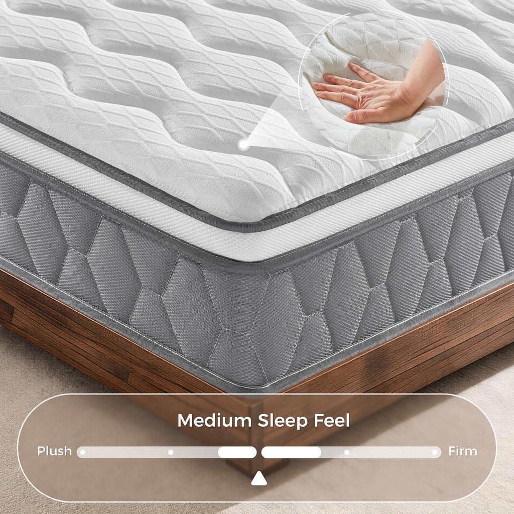 Orthopaedic Small Double Mattress 4FT for Back Pain Relief, 10.6 Inch Hybrid 7-Zone Pocket Sprung Mattress with Cooling Gel Memory Foam & Breathable Knitted Cover, Medium Firm, 120X190X27Cm