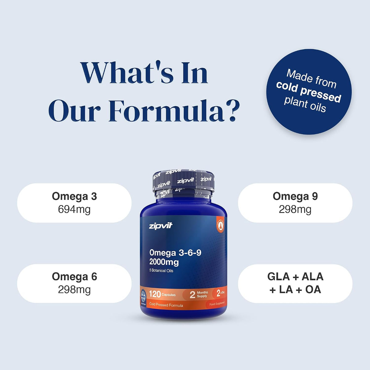 Omega 3 6 9 Capsules 2000Mg - 120 Softgels - Cold Pressed