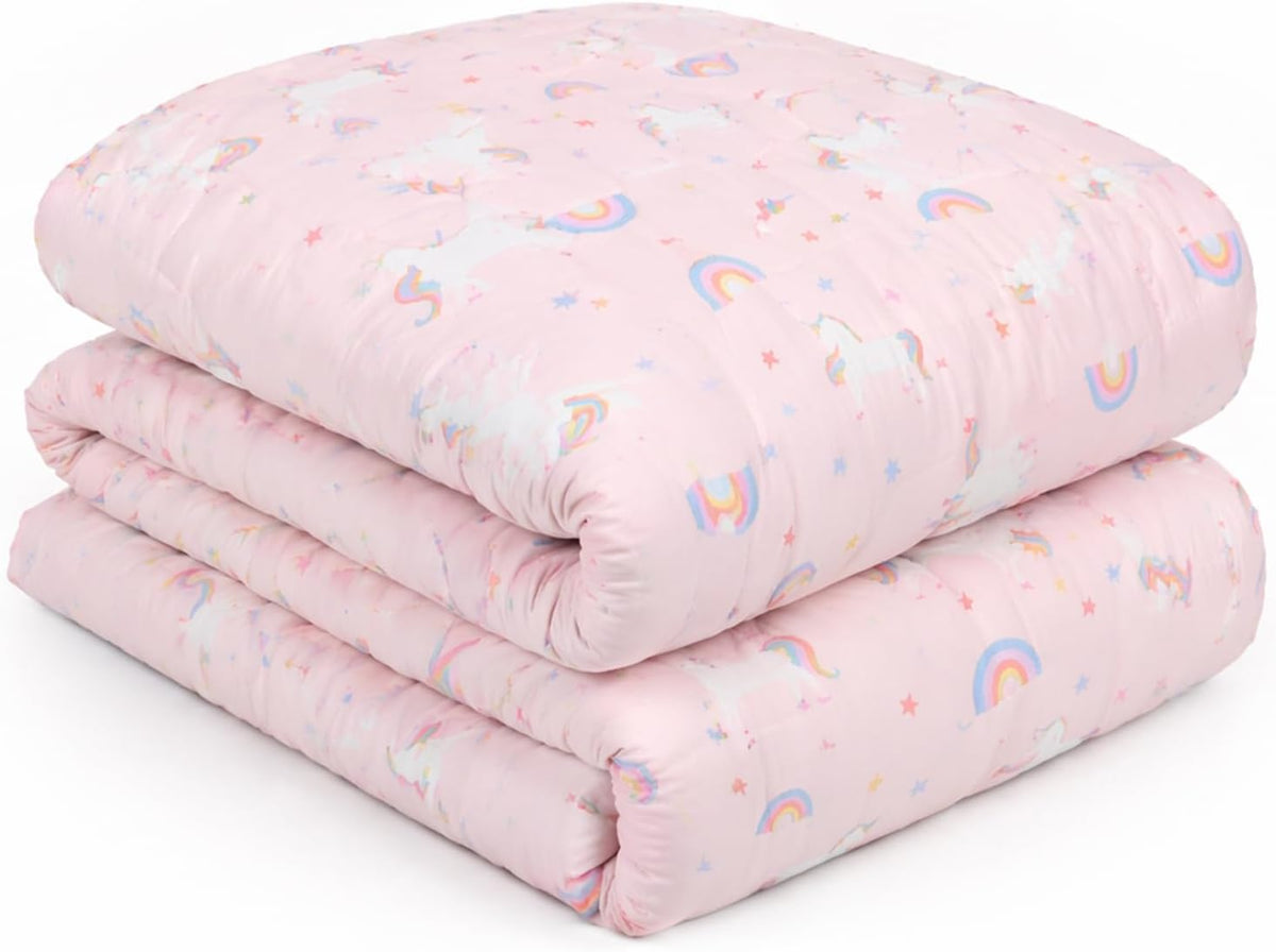 Weighted Blanket Teddy Fleece 3Kg Unicorn Pink, Comfort Heavy Blanket Calming Stress Insomnia Anxiety Relief for Adults, Single - 100 X 150Cm - (Disclaimer Only Suitable for Age 3+ Years)