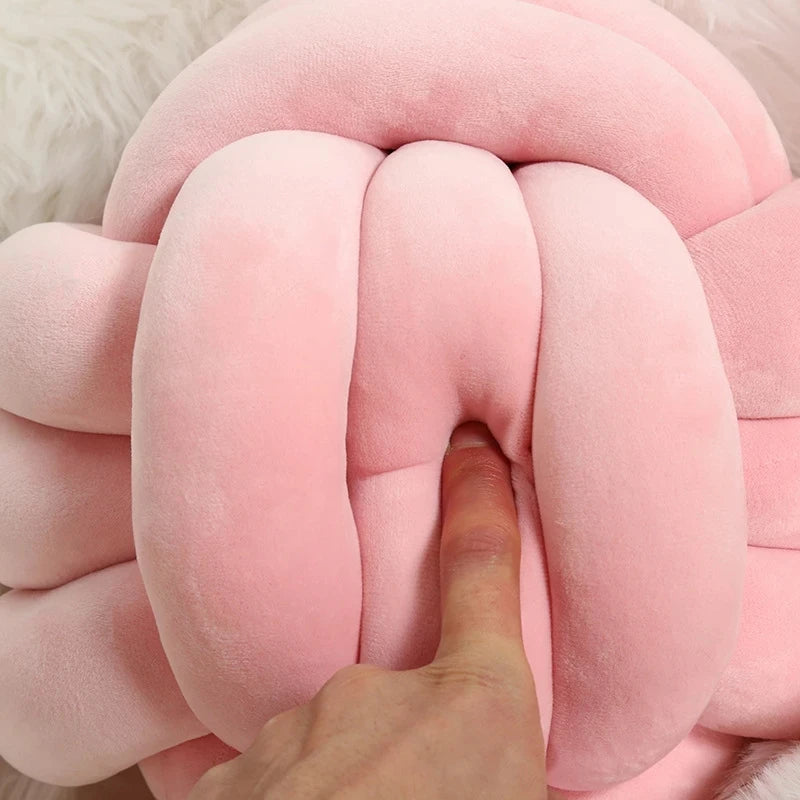 Lilac Decorative Throw Knot Pillow Ball for Home Chair Sofa Couch Bed Aesthetic round Velvet Knotted Pillow Cushion Gift