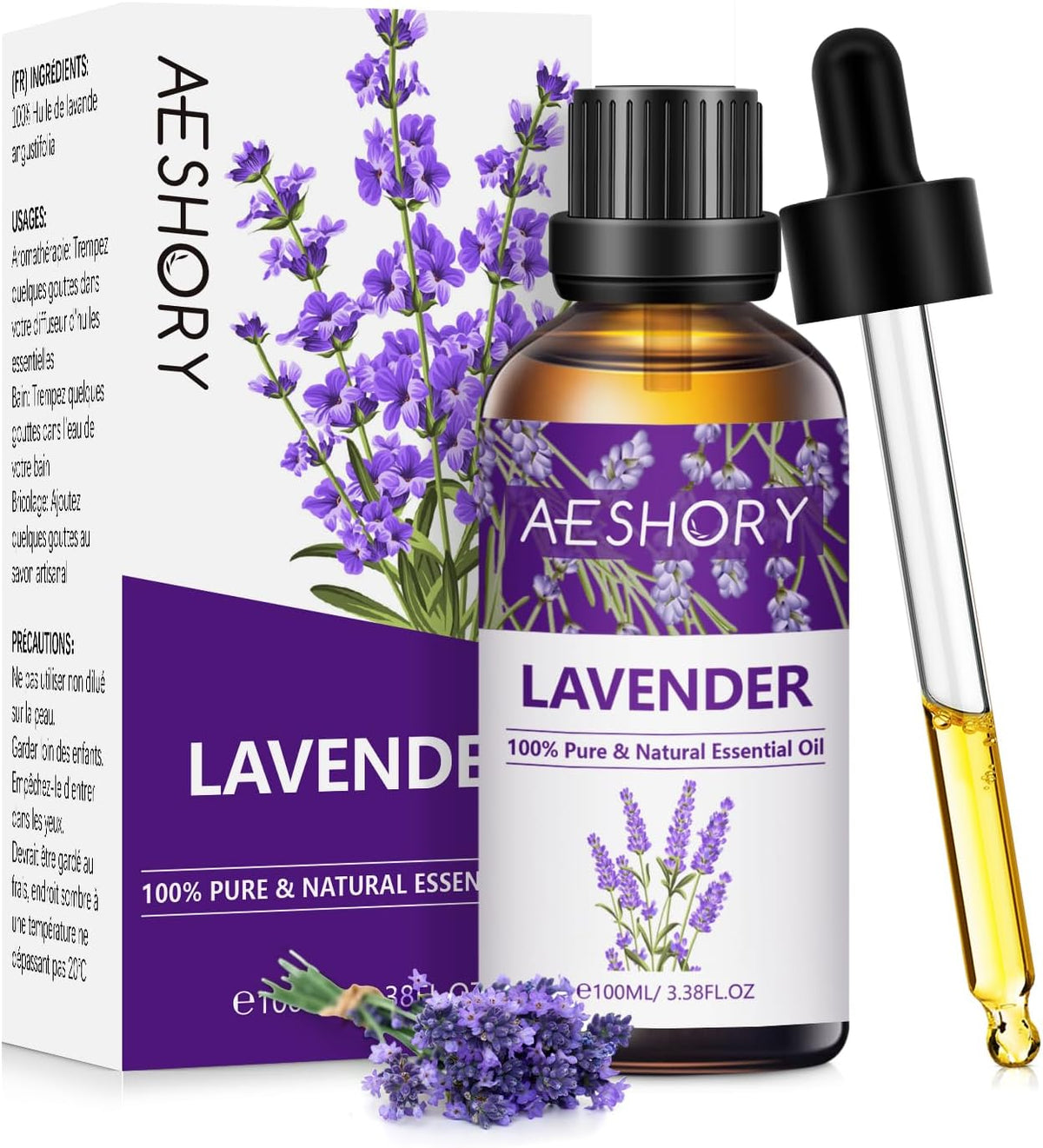 Lavender Essential Oil Undiluted, 100Ml Pure Natural Lavanda Oil for Diffuser, Aromatherapy, Bath, Massage, Sleep, Skin Care, Perfume & Candle Making
