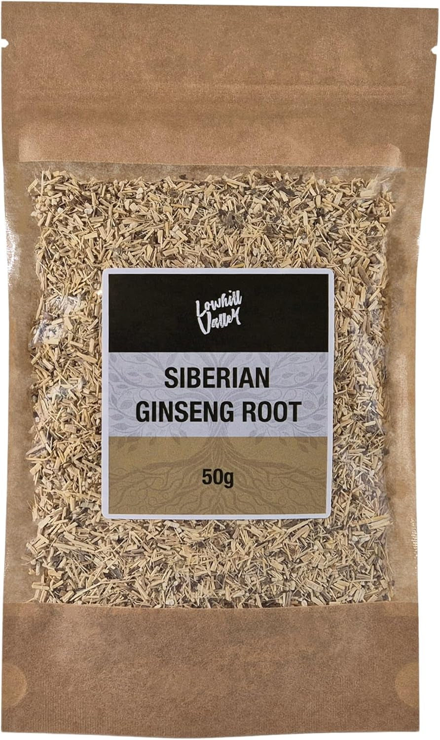 Siberian Ginseng Root Herbal Tea - Cut and Dried Eleutherococcus Senticosus - Loose-Leaf Herbal Infusion - Energy & Mental Clarity Boost - 100% Natural - 50G