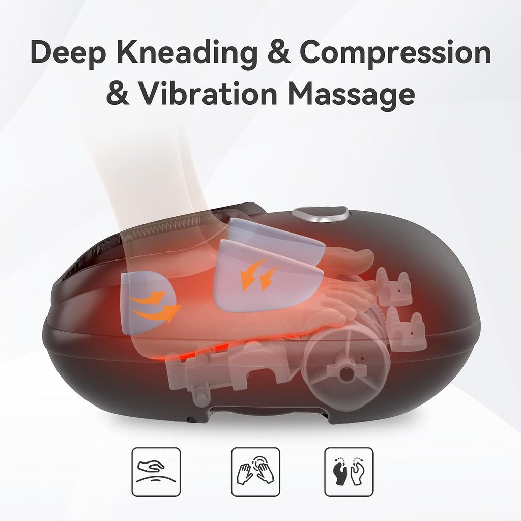 Foot Massager with Heat, Shiatsu Electric Massagers, 4D Deep Kneading Compression Vibration Foot Massagers Machine for Plantar Fasciitis, Neuropathy, Gifts for Men, Women
