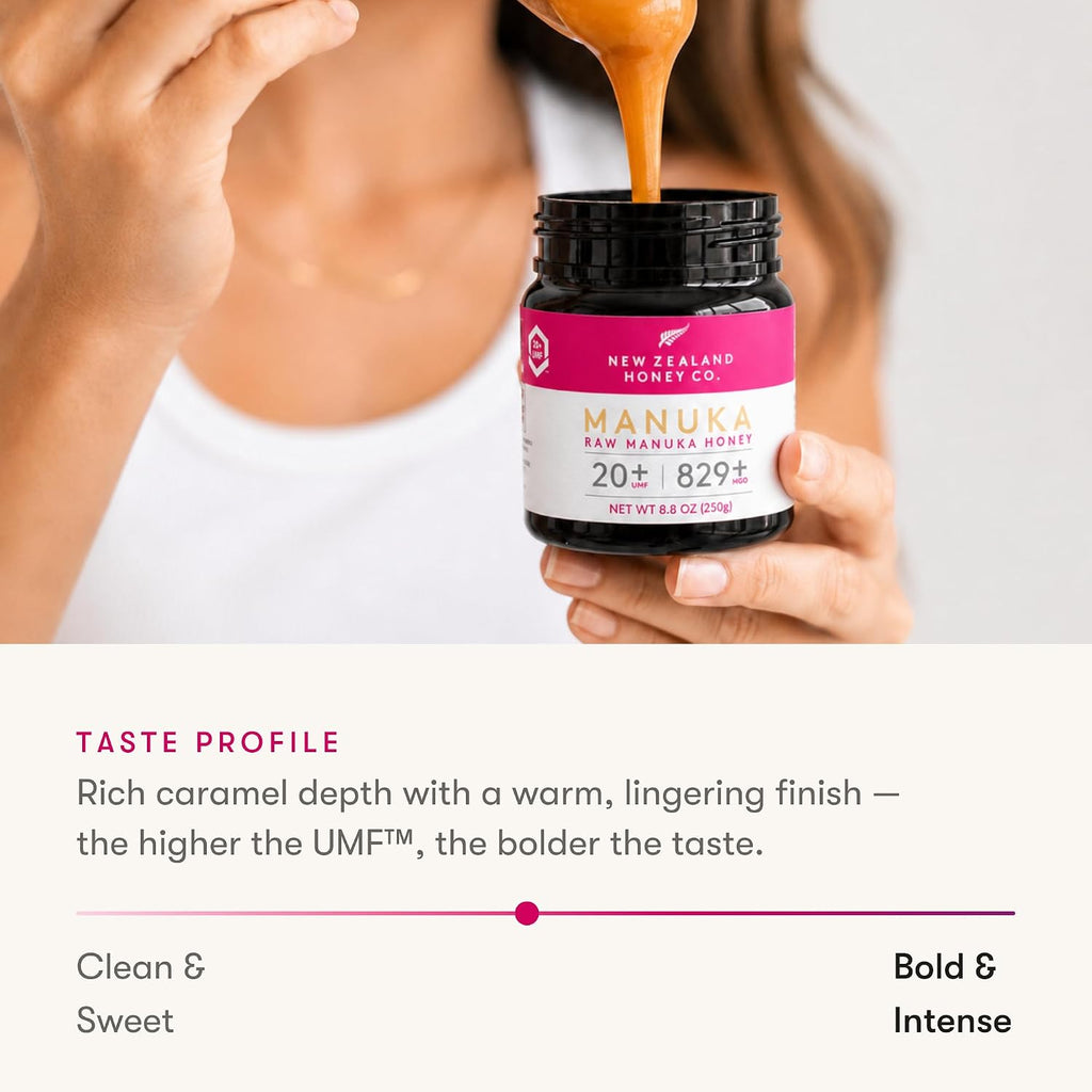 . Raw Manuka Honey UMF 20+ / MGO 829+ – Monofloral, Independently Lab-Tested – New Zealand Origin, QR Traceable – 250G