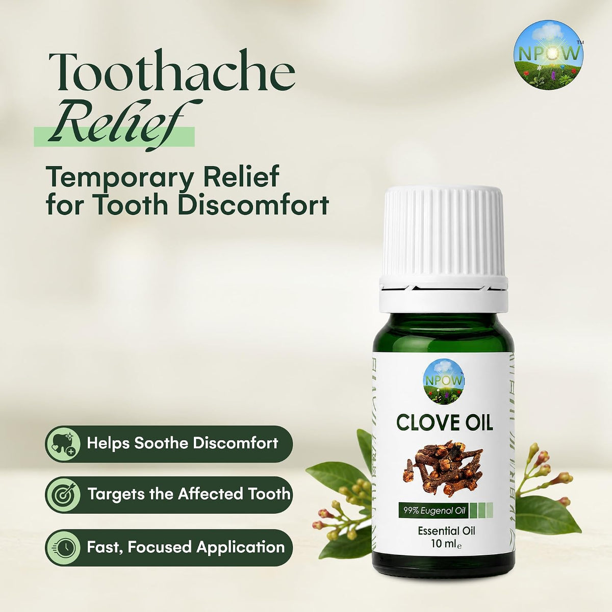 Clove Oil for Toothache Pain Relief for Adult – Oil of Cloves for Toothache Natural Dental Solution, Clove Bud Oils, Cloves Extract for Oral Care, Tooth Pain Relief and Dental Health - 10Ml