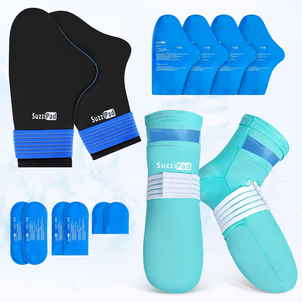 Cold Therapy Socks & Hand Ice Pack Cold Gloves for Chemotherapy Neuropathy, Chemo Care Package for Women and Men, Ideal for Plantar Fasciitis, Carpal Tunnel, S/M