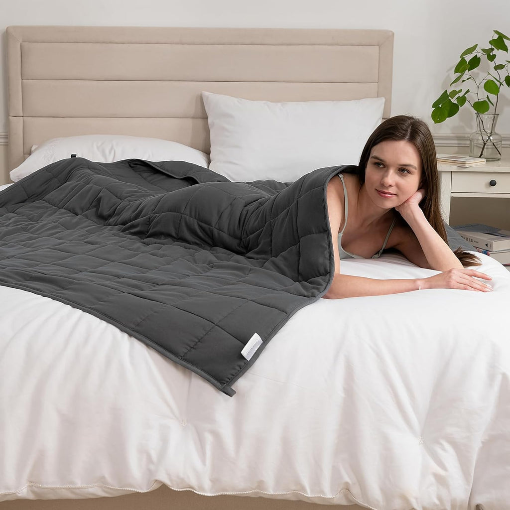 Weighted Blanket Stress Relief Wellbeing Blanket Sensory Calming Relaxing Blankets for Adult (Grey, 6Kg, 125X180Cm)