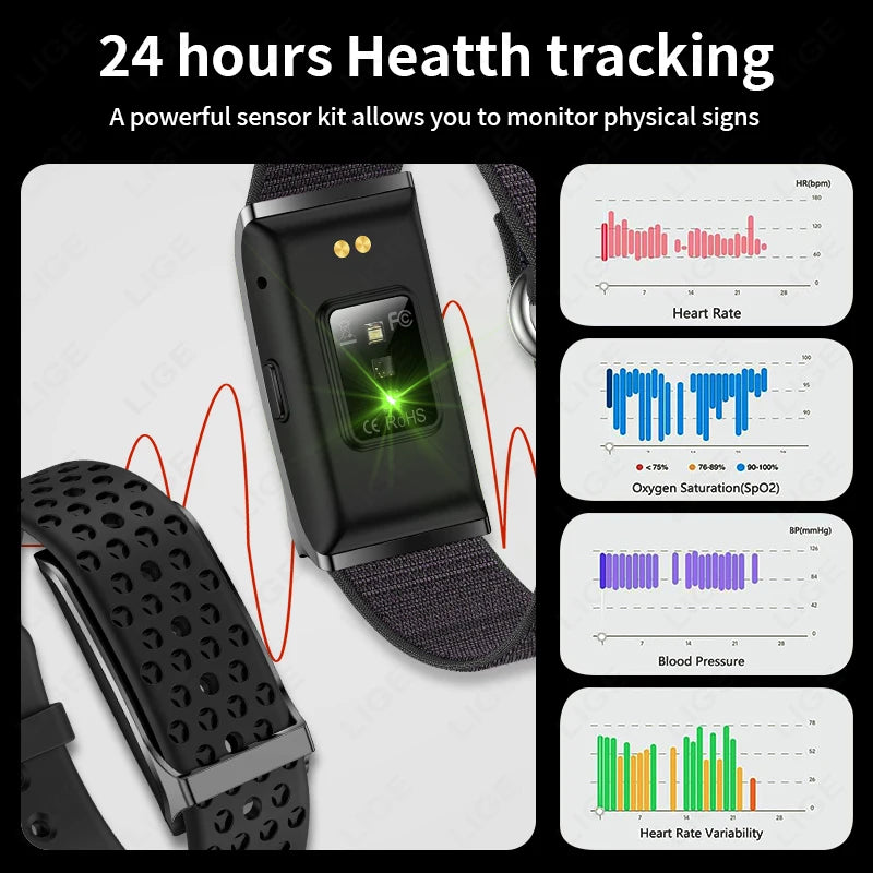 2025 No Screen Smart Watch 20-Day Ultra-Long Use Time 24Hours Blood Oxygen Blood Pressure Monitoring Sports Smart Bracelet