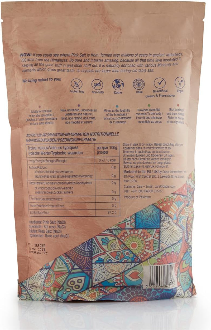 Himalayan Pure Pink Salt - 1Kg (Fine) | 100% Natural with Vital Nutrients | Premium Unrefined | Gluten Free | Halal - Kosher Certified Salt | for Good Health & Lowering Blood Pressure