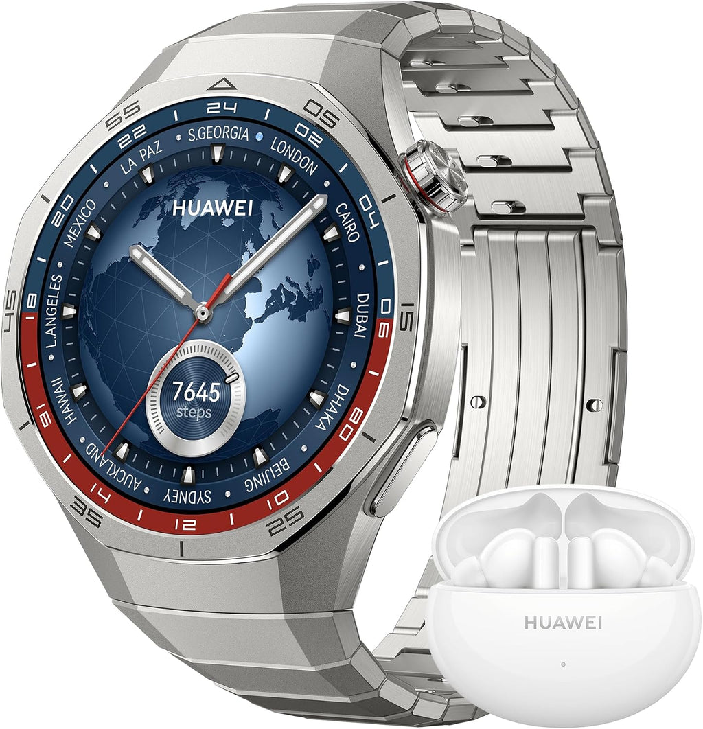 HUAWEI WATCH GT 5 Pro 46 Mm Smartwatch, Pro-Level Sports Watch, Health Tracking, ECG Monitoring, up to 14 Days Battery Life, GPS, Bluetooth Call, Ios& Android+Freebuds 5I, Titanium