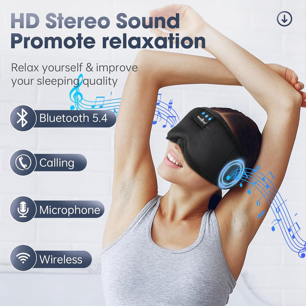 Bluetooth Sleep Mask Headphones 100% Blockout Sleep Headphones