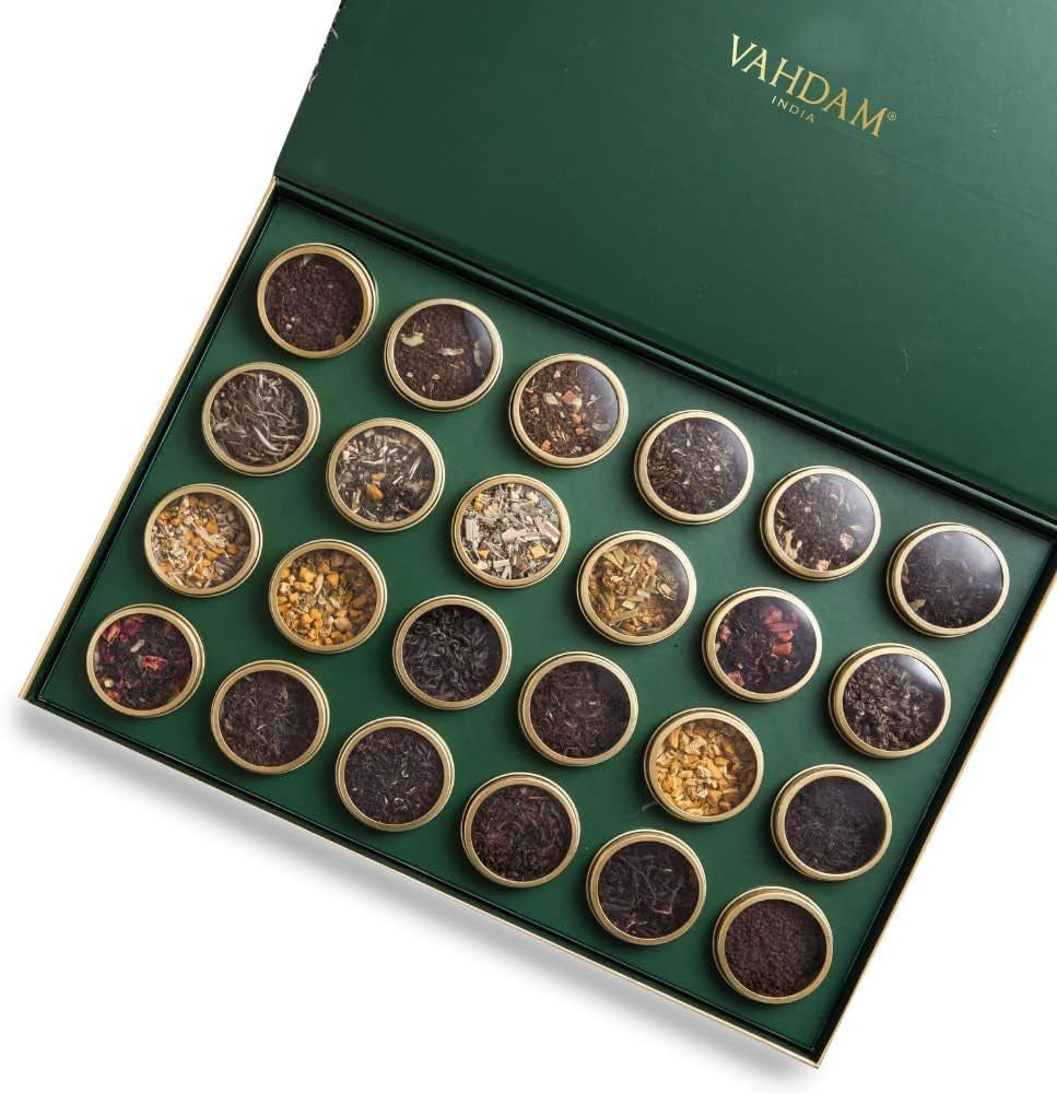 , Luxury Tea Gift Set | 24 Unique Loose Leaf Teas in Tin Caddies