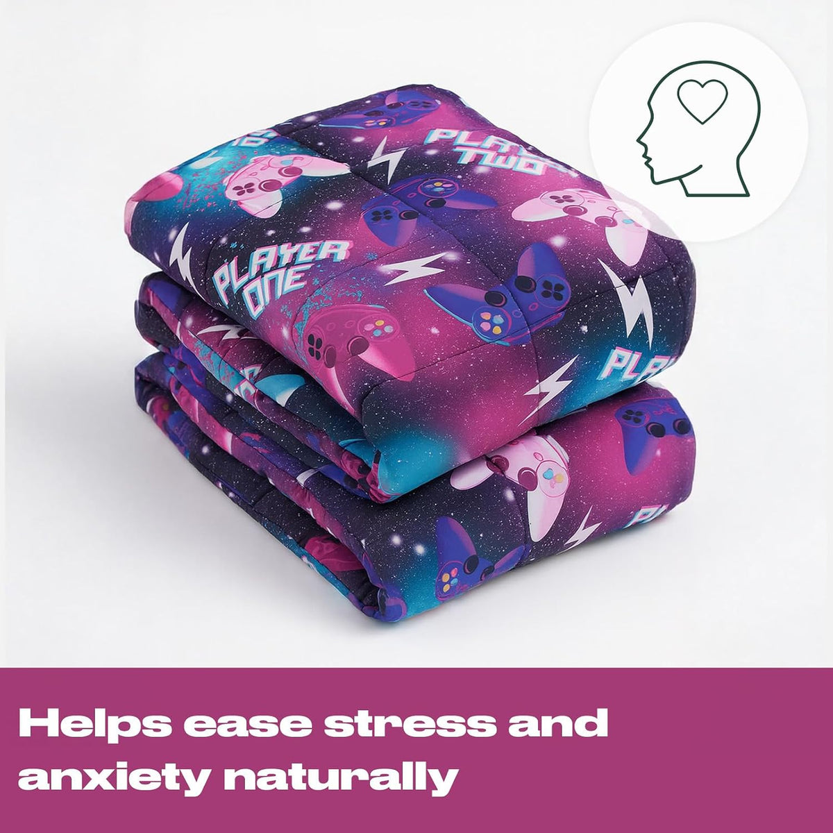 3Kg Weighted Blanket for Adults, Gaming Weighted Blanket Microfibre Sleep Therapy Anxiety Relief Weighted Heavy Blanket Reversible, Black - 150 X 100Cm(Disclaimer:Only Suitable for Age 3+Years)