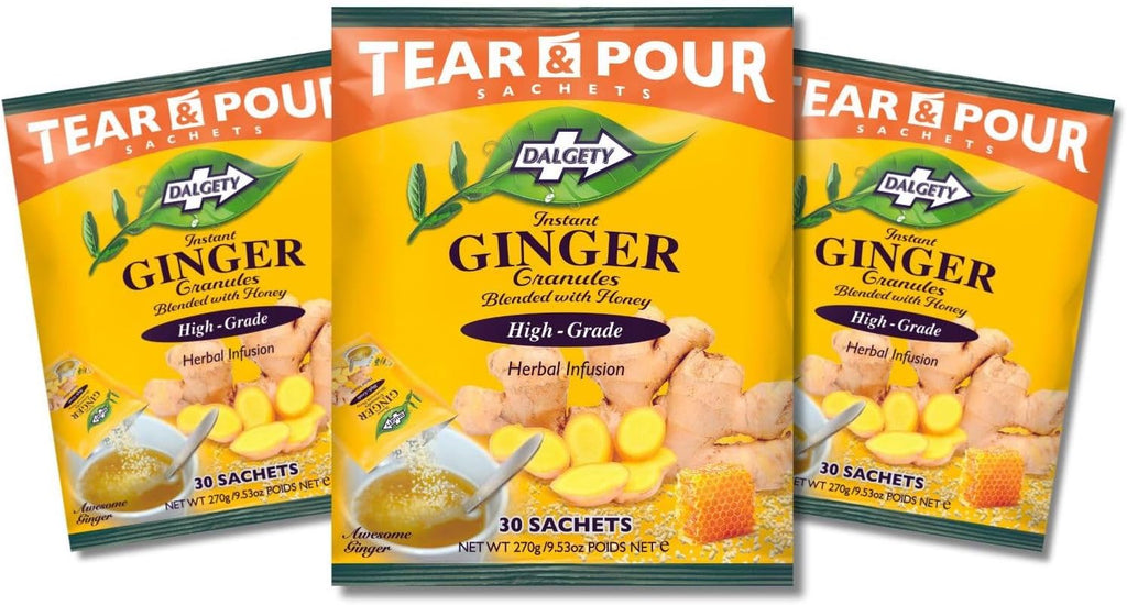 Instant Ginger Tea Bags – Ginger & Honey Sachets, 90 Tear & Pour