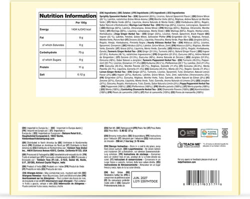 , Assorted Herbal Tea Sampler (18 Tea Bags, 9 Flavors) Caffeine-Free, Non-Gmo | Double Infusion, Individually Enveloped Tea Bags | Herbal Tea Assortment