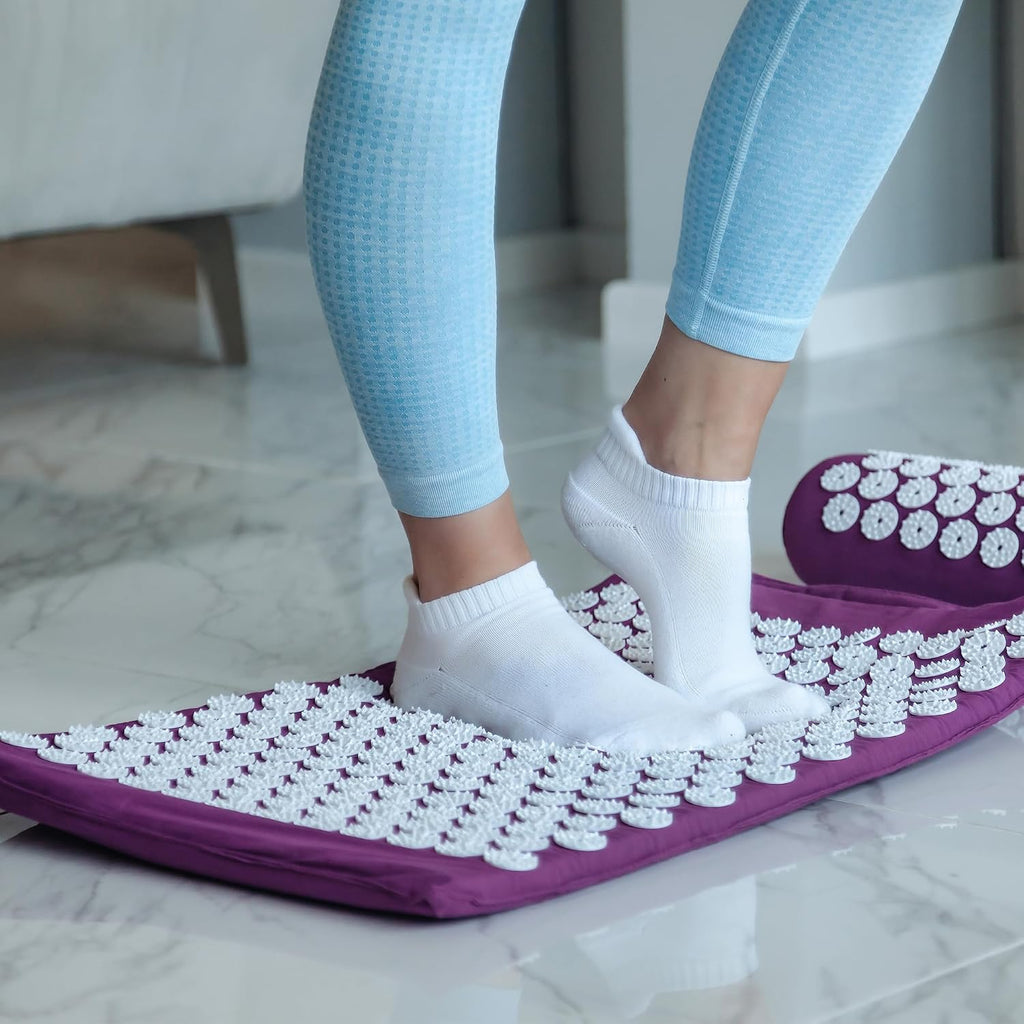 Acupressure Mat (Purple) Massage Mat Acupuncture Mat Spikey Nail Spike Shakti Mat UK Shiatsu Mat Back Pain Meditation Mat Wellbeing Stress Relief Relaxation Pressure Point Sleep Aids for Adults