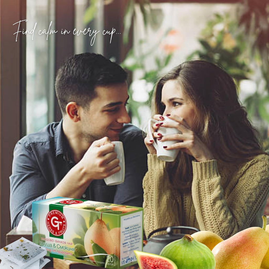 Pear & Fig Herbal Tea Bags – Premium GT, Caffeine-Free, 20 Bags