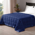 Queen Size Weighted Blanket 15Lbs for Adult with Glass Beads, Heavy Blanket with Satin Trim (90"X90", Navy Blue)