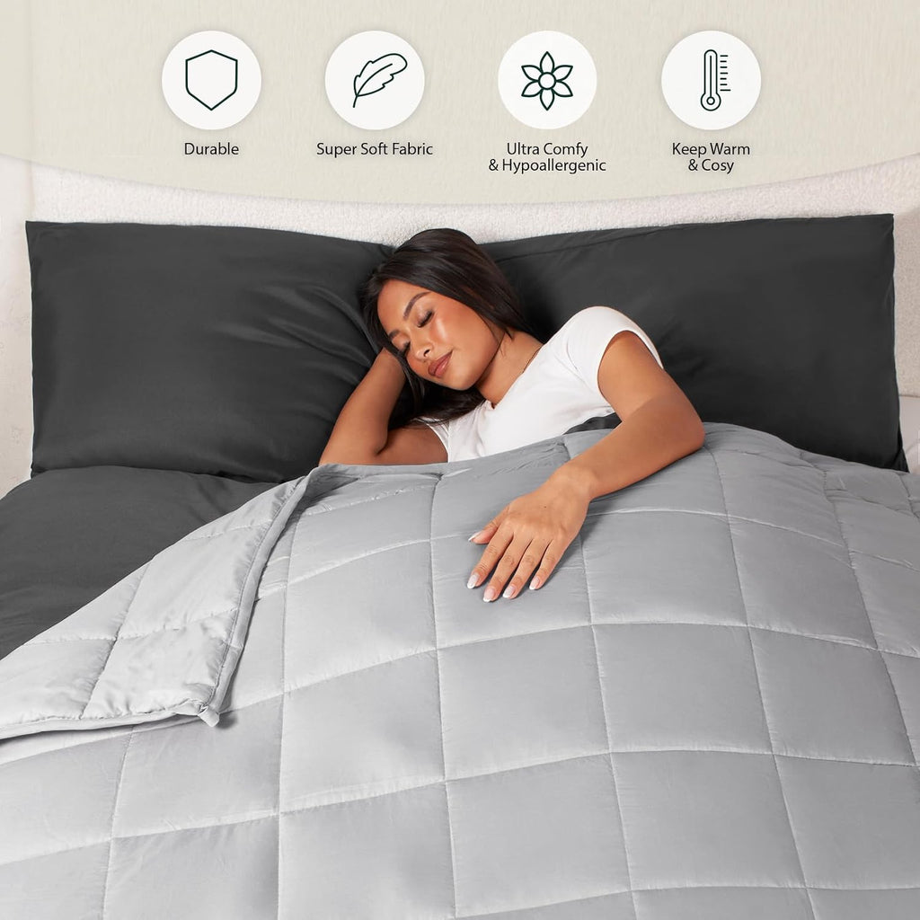 Weighted Blanket Adult 4Kg Silver Grey, Gifts for Women Men Therapy Autism Insomnia Anxiety Relief for Adults, Single - 125 X 150Cm - (Disclaimer Only Suitable for Age 3+ Years)