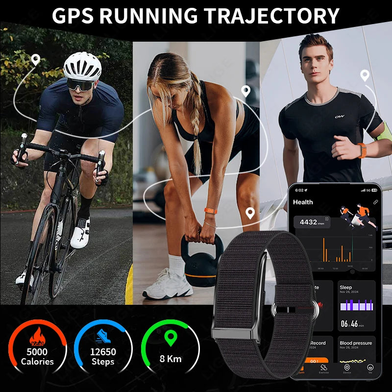 2025 No Screen Smart Watch 20-Day Ultra-Long Use Time 24Hours Blood Oxygen Blood Pressure Monitoring Sports Smart Bracelet