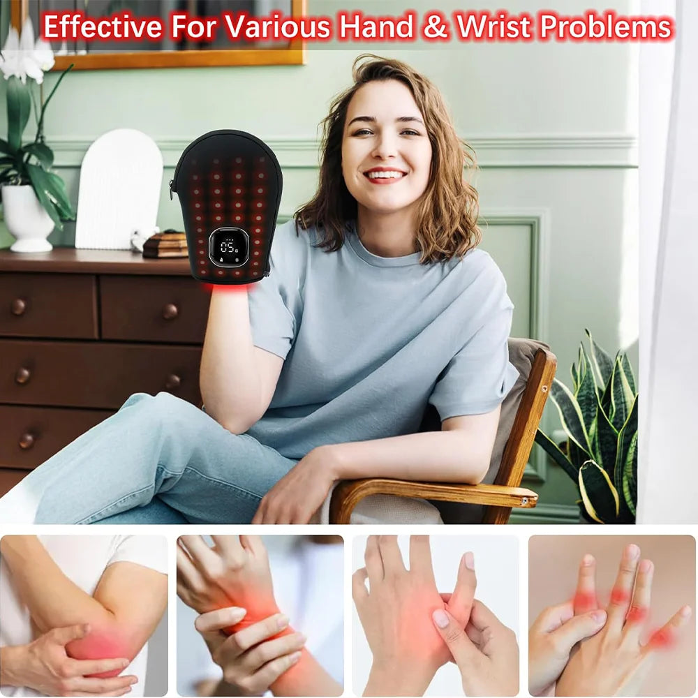 Red Light Therapy for Hand Pain Relief with 660Nm Red & 850Nm Infrared Light,Rechargeable LED near Infrared Light Therapy Glove