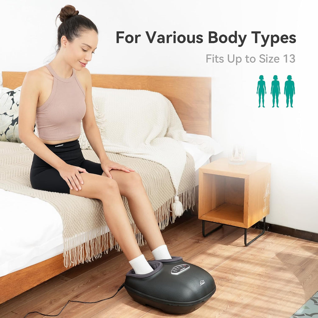 Foot Massager with Heat, Shiatsu Electric Massagers, 4D Deep Kneading Compression Vibration Foot Massagers Machine for Plantar Fasciitis, Neuropathy, Gifts for Men, Women