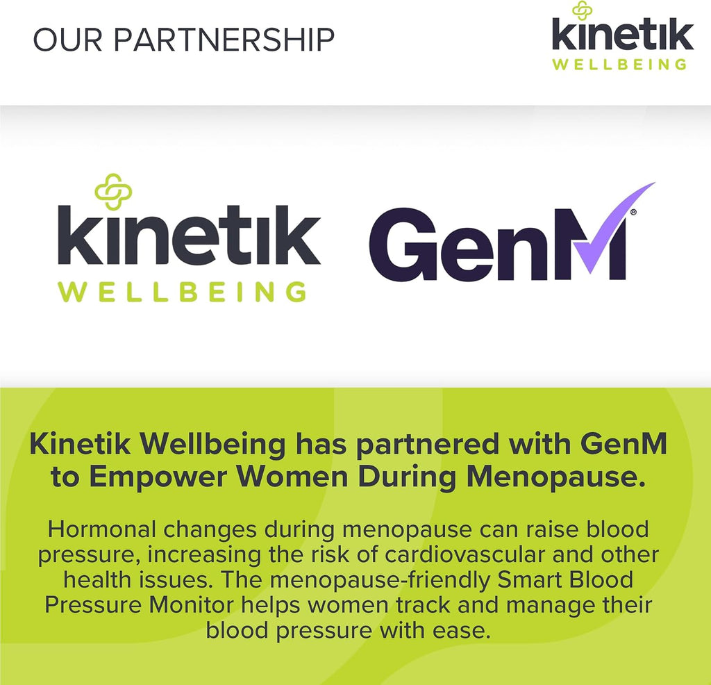 Kinetik Wellbeing Smart Blood Pressure Machine - Bluetooth Arm Blood Pressure Monitors Large Cuff Universal (22-45Cm) - Safe in Pregnancy & Diabetics - Bp Monitor Menopause Friendly