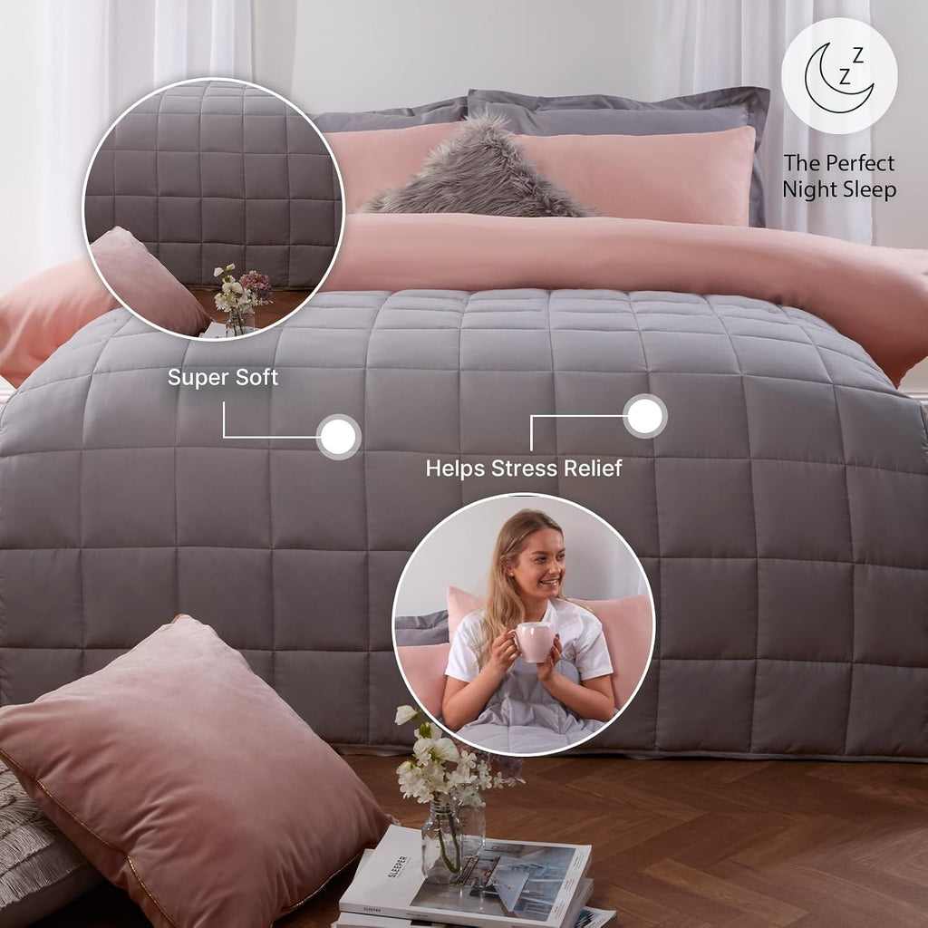 Weighted Blanket Adult 4Kg Silver Grey, Gifts for Women Men Therapy Autism Insomnia Anxiety Relief for Adults, Single - 125 X 150Cm - (Disclaimer Only Suitable for Age 3+ Years)