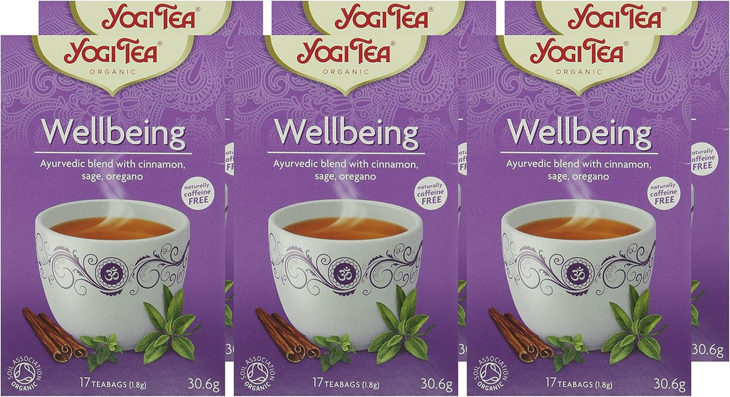 Tea, Wellbeing, Organic Herbal Tea, Naturally Caffeine Free, Blend of Cinnamon, Sage and Oregano, 6 Packs X 17 Tea Bags (102 Teabags Total)