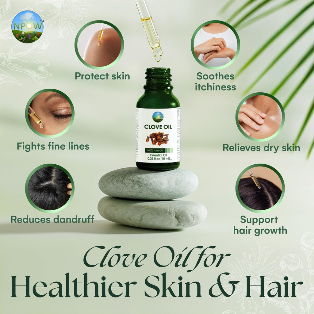 Clove Oil for Toothache Pain Relief for Adult – Oil of Cloves for Toothache Natural Dental Solution, Clove Bud Oils, Cloves Extract for Oral Care, Tooth Pain Relief and Dental Health - 10Ml