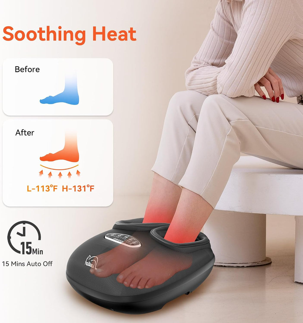 Foot Massager with Heat, Shiatsu Electric Massagers, 4D Deep Kneading Compression Vibration Foot Massagers Machine for Plantar Fasciitis, Neuropathy, Gifts for Men, Women