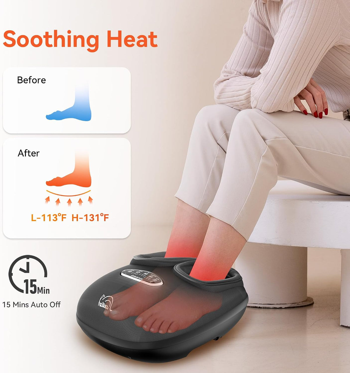 Foot Massager with Heat, Shiatsu Electric Massagers, 4D Deep Kneading Compression Vibration Foot Massagers Machine for Plantar Fasciitis, Neuropathy, Gifts for Men, Women