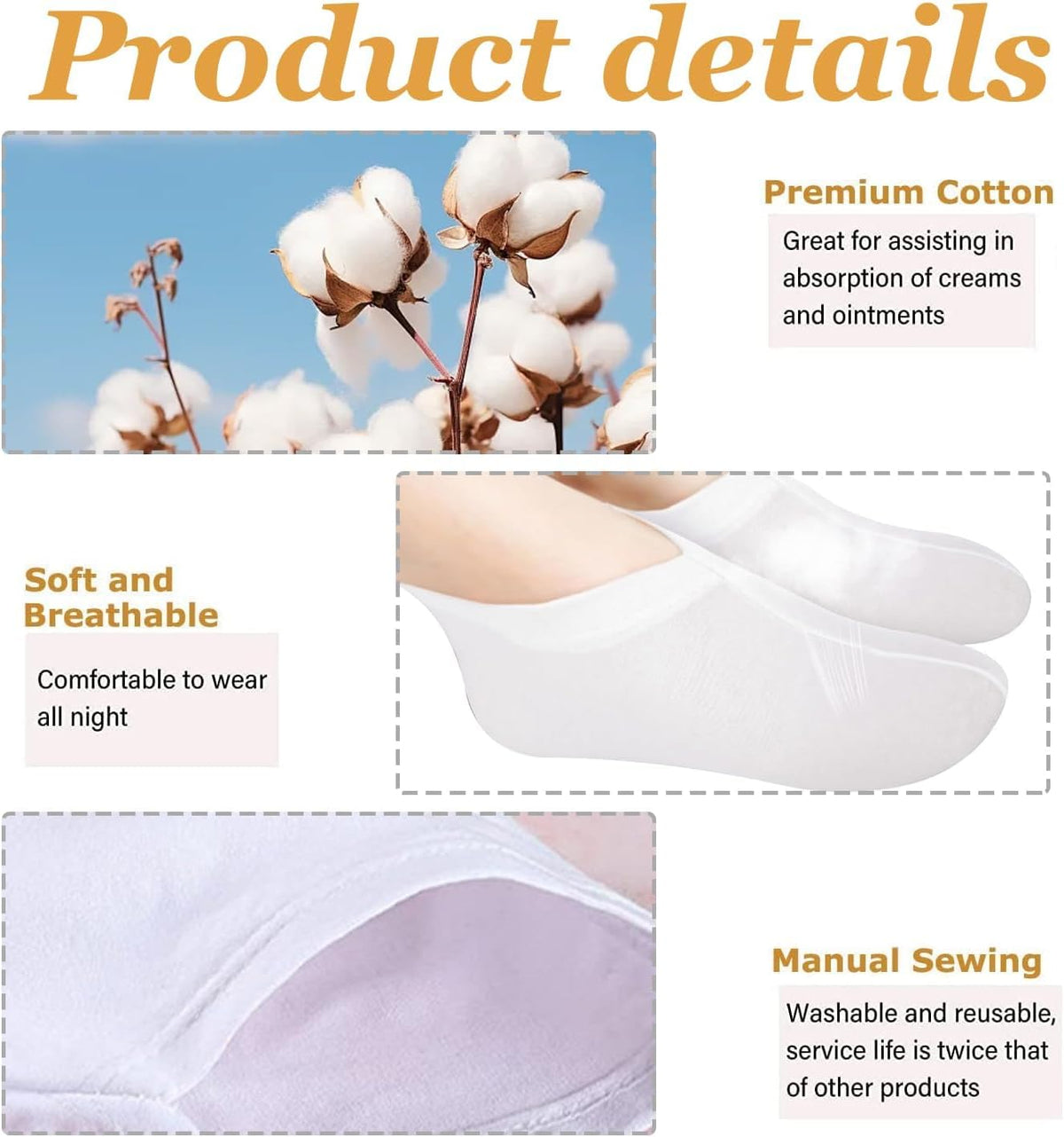 3 Pairs Moisturizing Foot Care Socks – Dry Feet Relief – Reusable, Breathable, Hydrating Sleep Socks for Women & Men