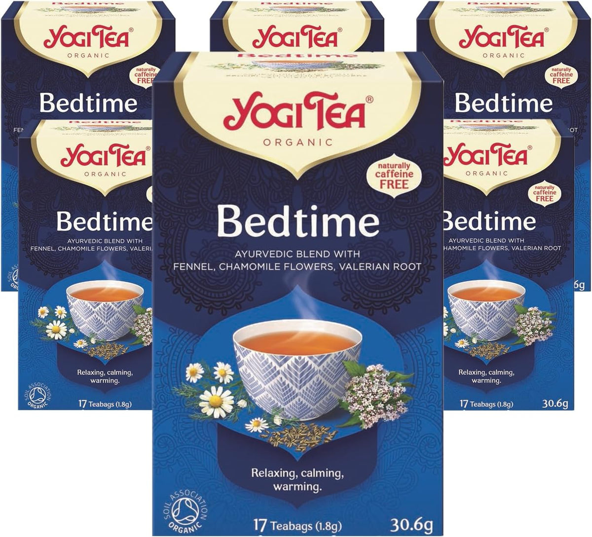 , Bedtime, Organic Herbal Tea, Naturally Caffeine Free, Blend of Fennel, Chamomile Flowers and Valerian Root, 6 Packs X 17 Tea Bags (102 Teabags Total)