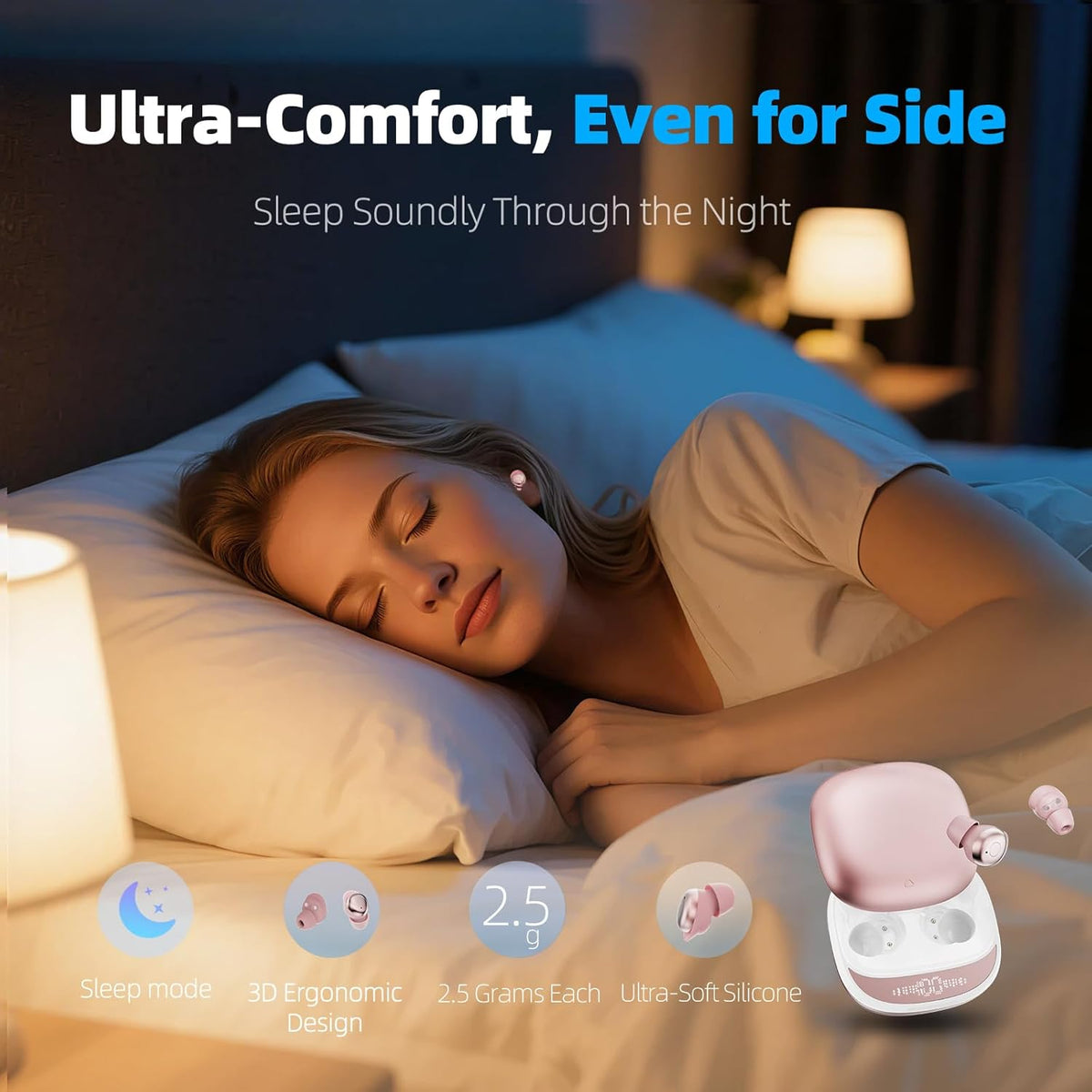 Sleep Earbuds, Bluetooth 5.4 Sleep Headphones with Dedicated App, Dual Sleep Mod