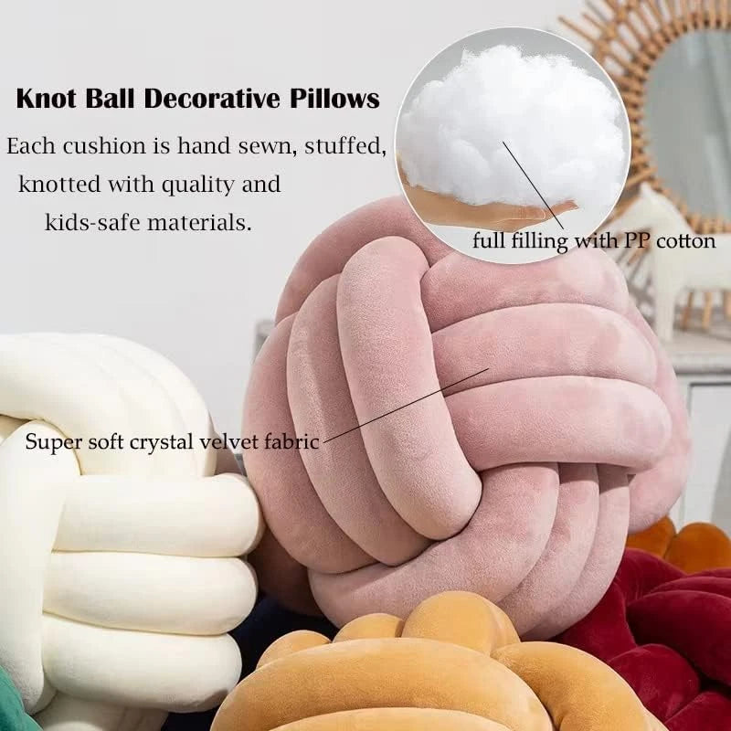 Lilac Decorative Throw Knot Pillow Ball for Home Chair Sofa Couch Bed Aesthetic round Velvet Knotted Pillow Cushion Gift