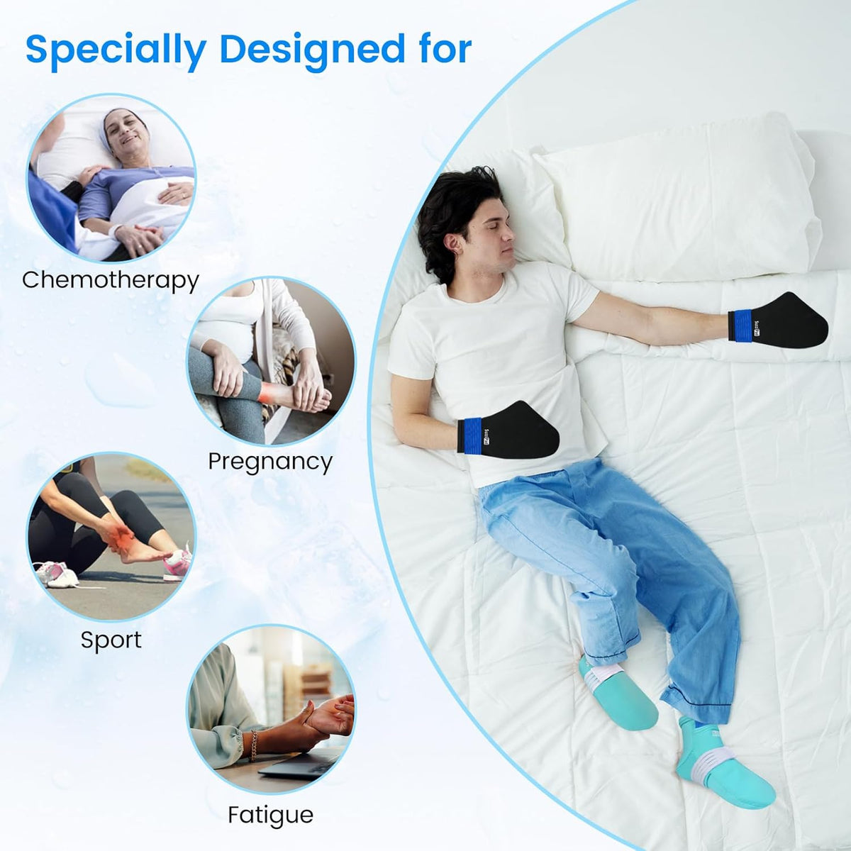Cold Therapy Socks & Hand Ice Pack Cold Gloves for Chemotherapy Neuropathy, Chemo Care Package for Women and Men, Ideal for Plantar Fasciitis, Carpal Tunnel, S/M