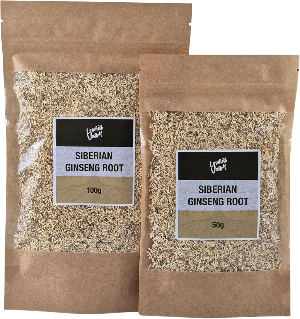 Siberian Ginseng Root Herbal Tea - Cut and Dried Eleutherococcus Senticosus - Loose-Leaf Herbal Infusion - Energy & Mental Clarity Boost - 100% Natural - 50G