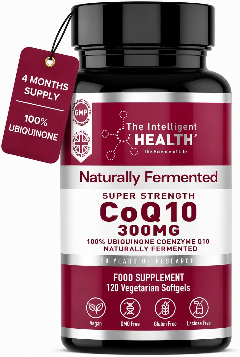 Coq10 Supplement, Fermented Coenzyme Q10 Ubiquinone, 300Mg, 120 Softgels