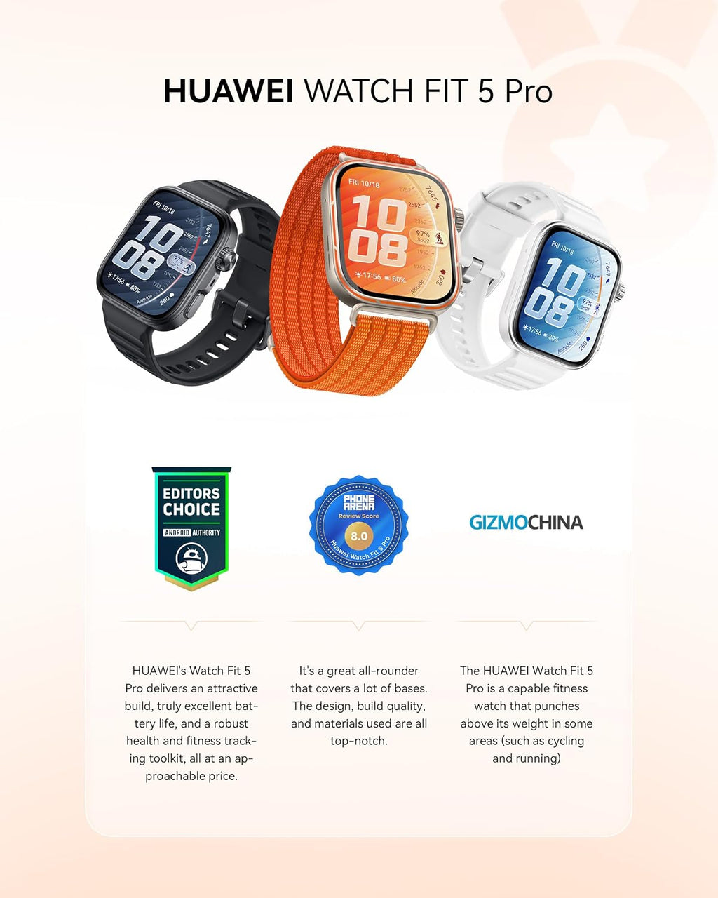 HUAWEI WATCH FIT 5 Pro Smart Watch Black + Freebuds SE 4 ANC White