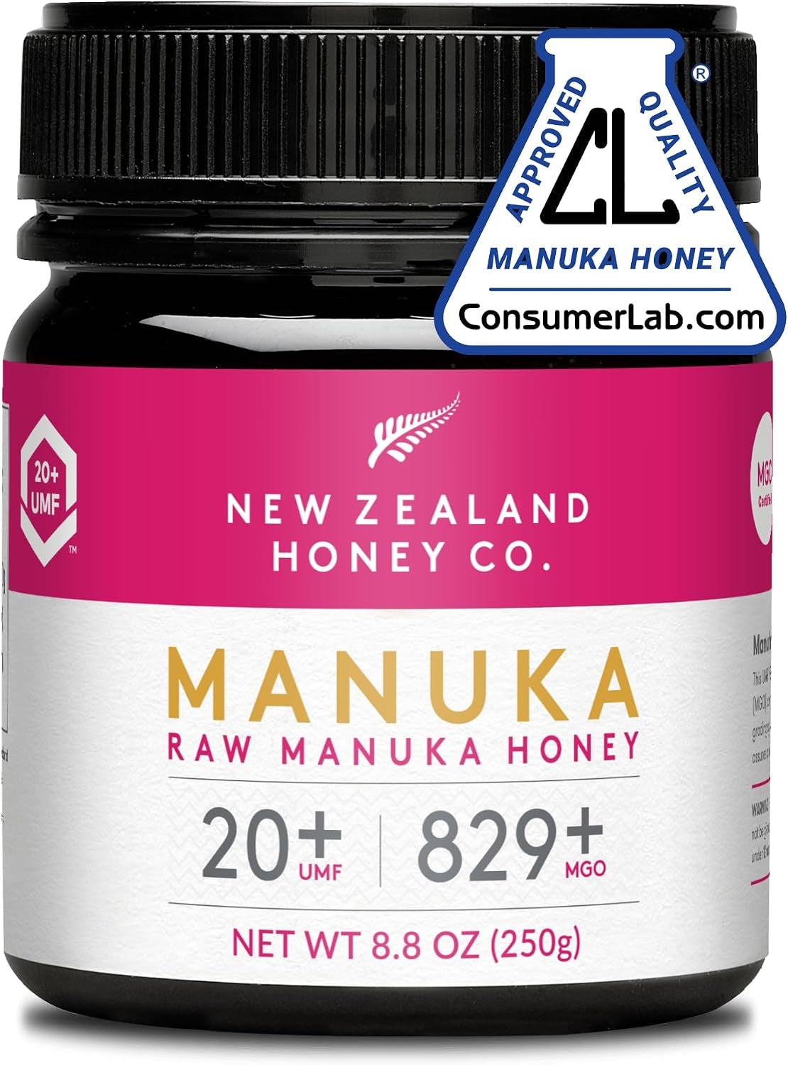 . Raw Manuka Honey UMF 20+ / MGO 829+ – Monofloral, Independently Lab-Tested – New Zealand Origin, QR Traceable – 250G