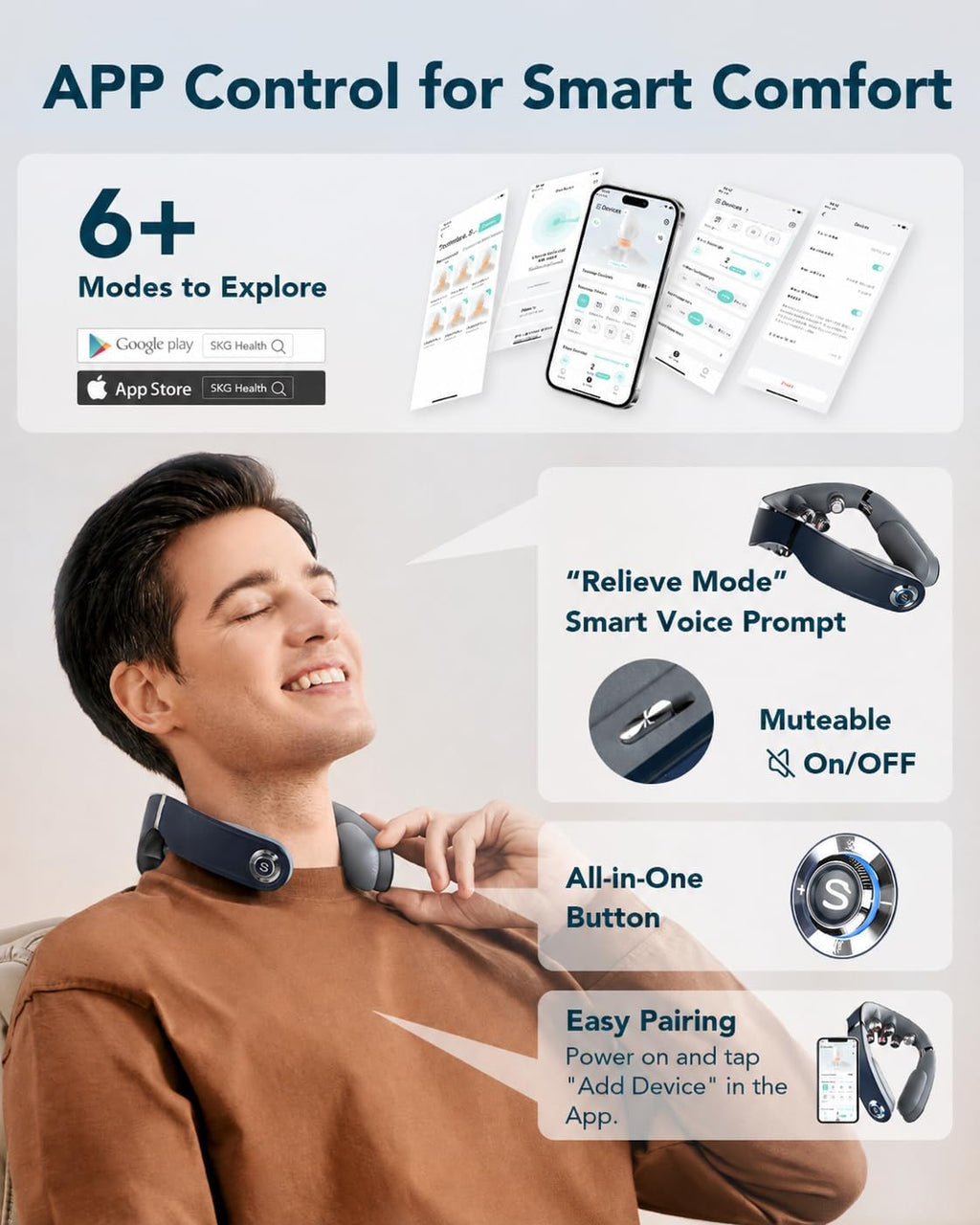 Foldable Neck Massager, Cordless 9D with Heat & Vibration, G7 PRO FOLD