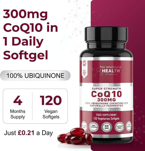 Coq10 Supplement, Fermented Coenzyme Q10 Ubiquinone, 300Mg, 120 Softgels