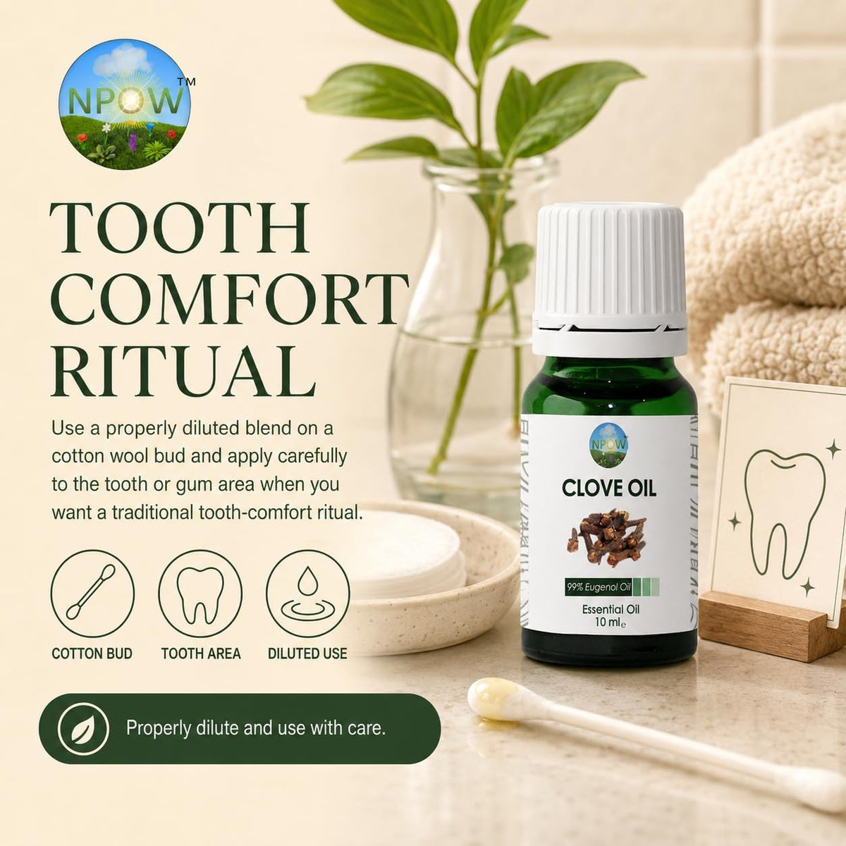 Clove Oil for Toothache Pain Relief for Adult – Oil of Cloves for Toothache Natural Dental Solution, Clove Bud Oils, Cloves Extract for Oral Care, Tooth Pain Relief and Dental Health - 10Ml