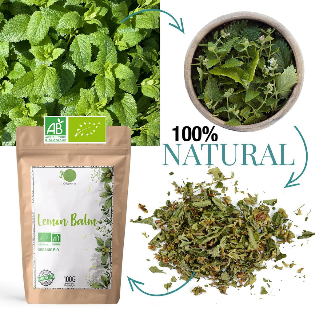ORGANIC LEMON BALM TEA BIO 100Gr | Herbal Tea for Digestion and Relaxation | Organic Melissa Leaves - Lemon Balm Tea Loose