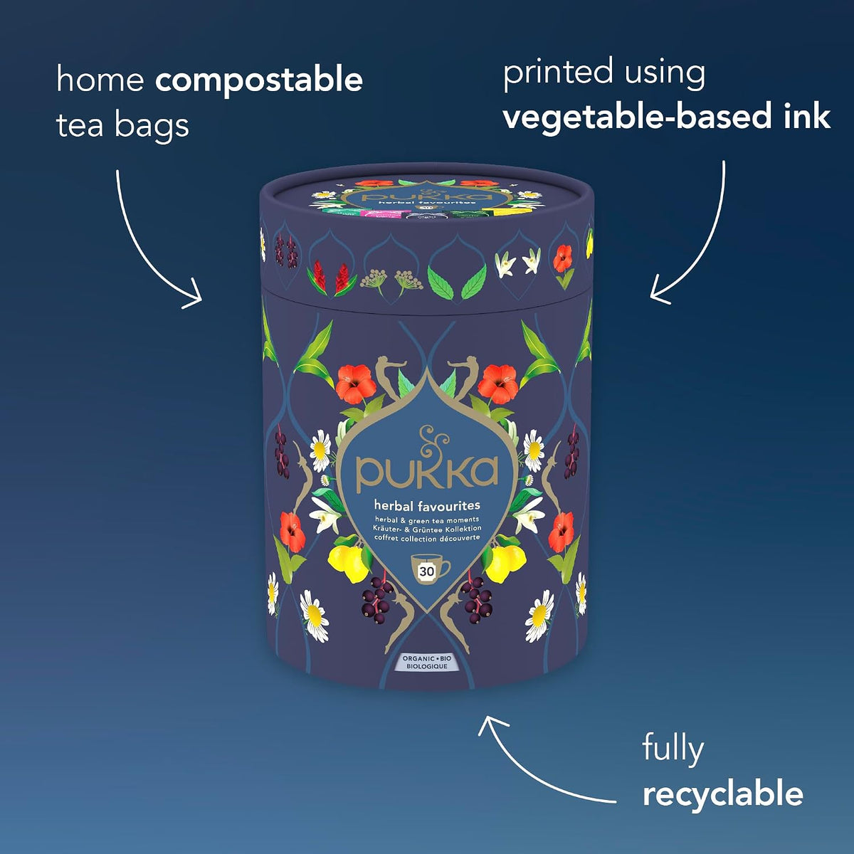 Gourmet Favourites Herbal Tea Gift Set, 30 Teabags, 5 Flavours