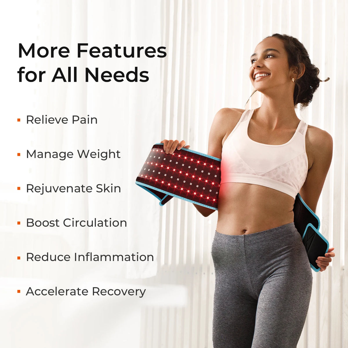 Red Light Health Care Belt 100 LED Infrared Lamp Red Light Therapy Massage Machine for Body Belt Back Waist Heating